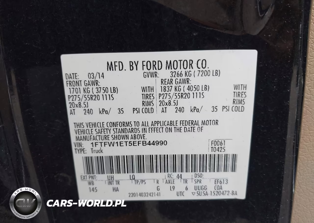 2014 Ford F-150 Lariat VIN:1FTFW1ET5EFB44990 - 9