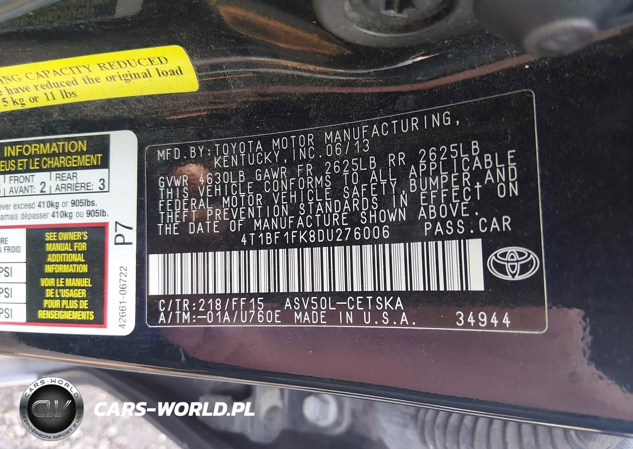 2013 Toyota Camry Se VIN:4T1BF1FK8DU276006 - 9