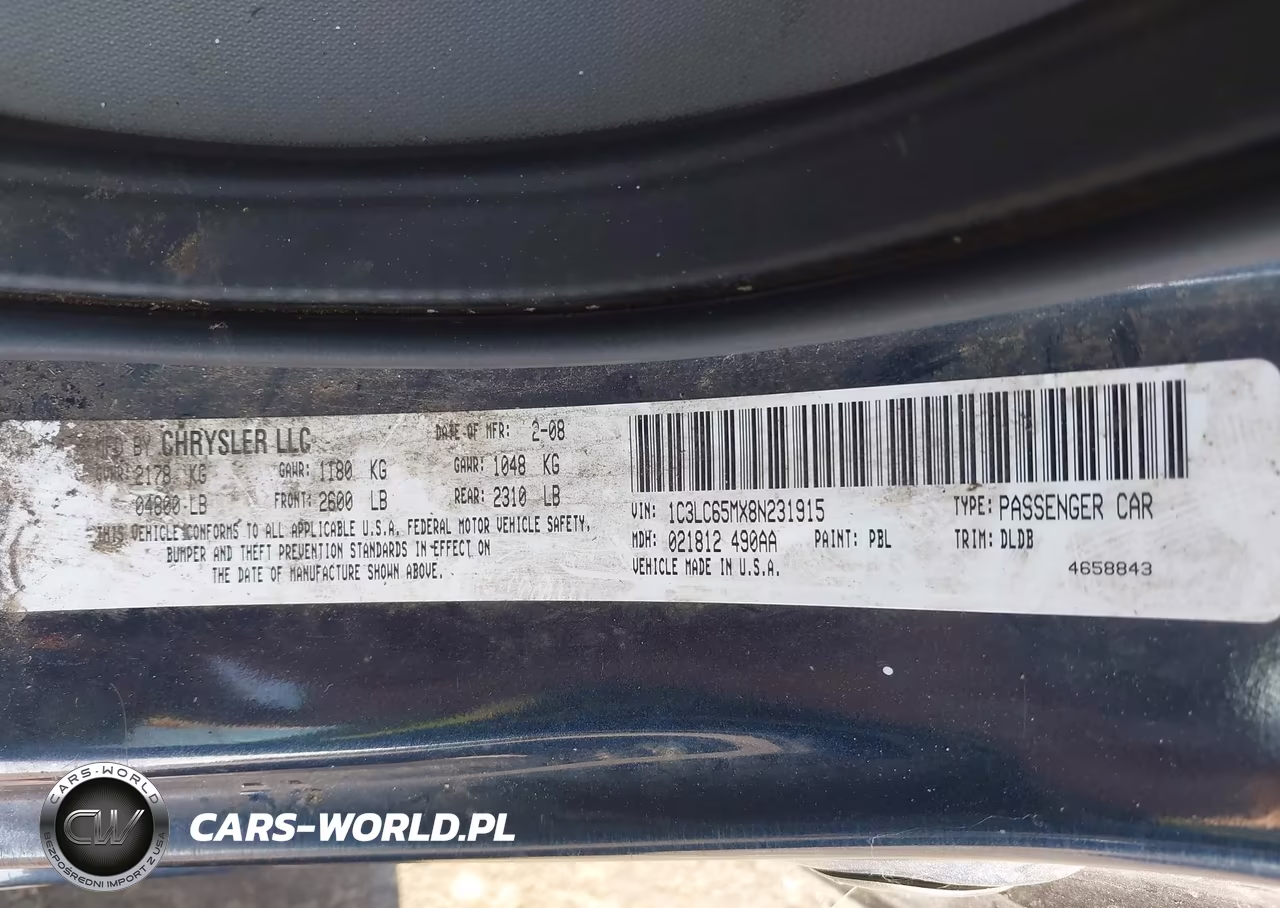 2008 Chrysler Sebring Limited VIN:1C3LC65MX8N231915 - 9