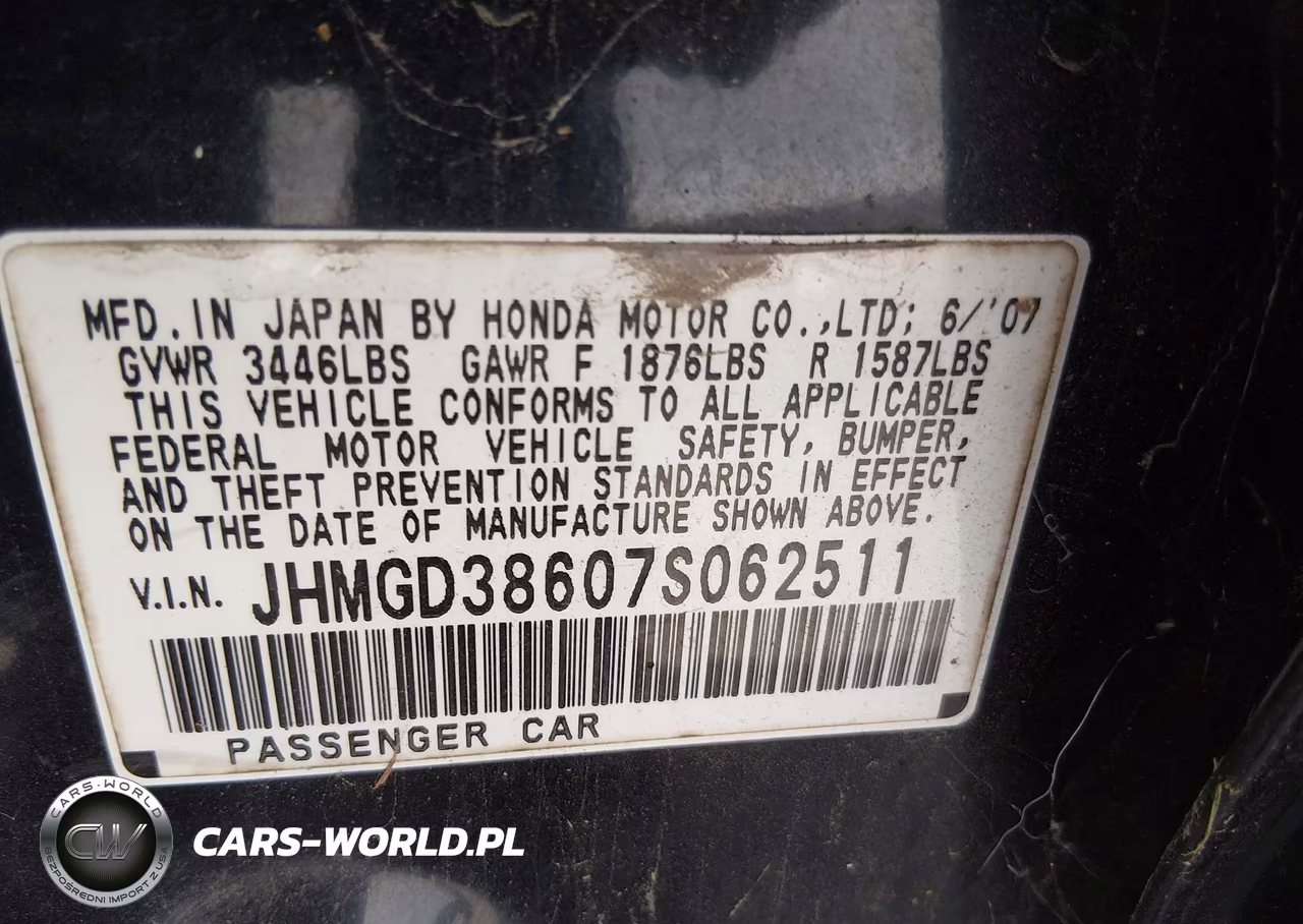 2007 Honda Fit Sport VIN:JHMGD38607S062511 - 9