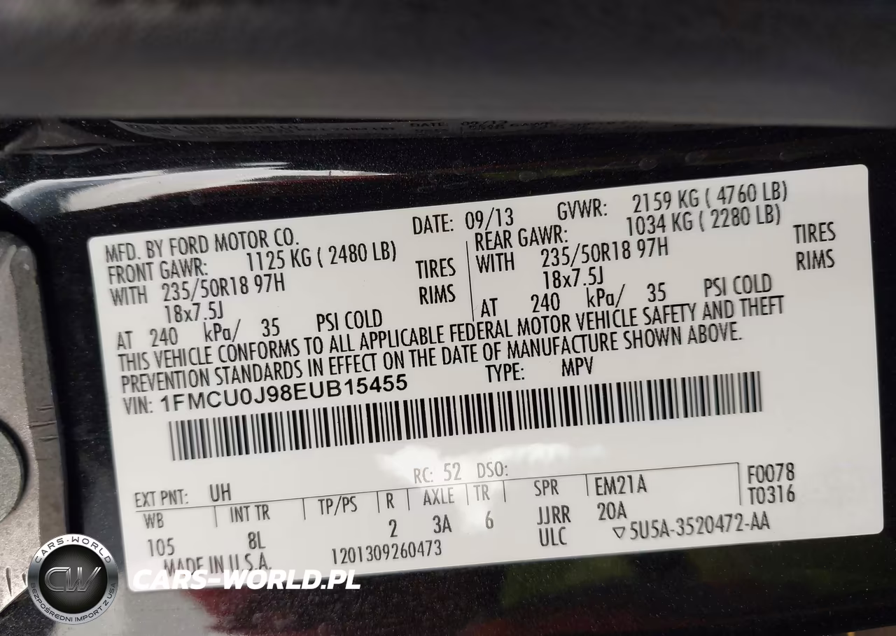 2014 Ford Escape Titanium VIN:1FMCU0J98EUB15455 - 9
