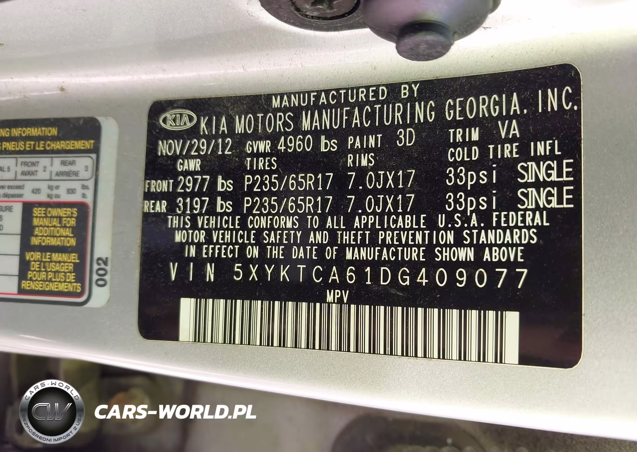 2013 Kia Sorento Lx VIN:5XYKTCA61DG409077 - 9