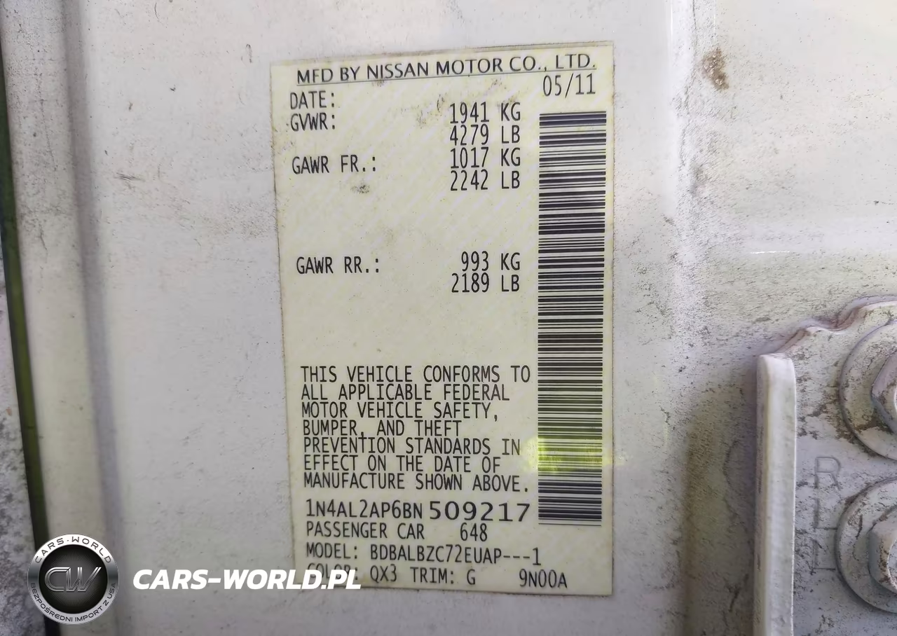 2011 Nissan Altima 2.5 S VIN:1N4AL2AP6BN509217 - 9