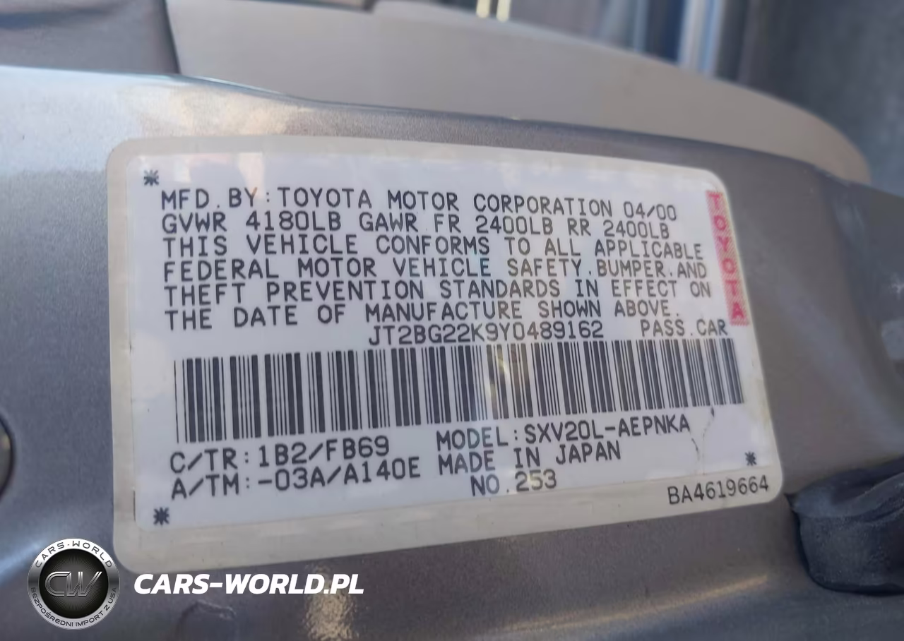2000 Toyota Camry Le VIN:JT2BG22K9Y0489162 - 9
