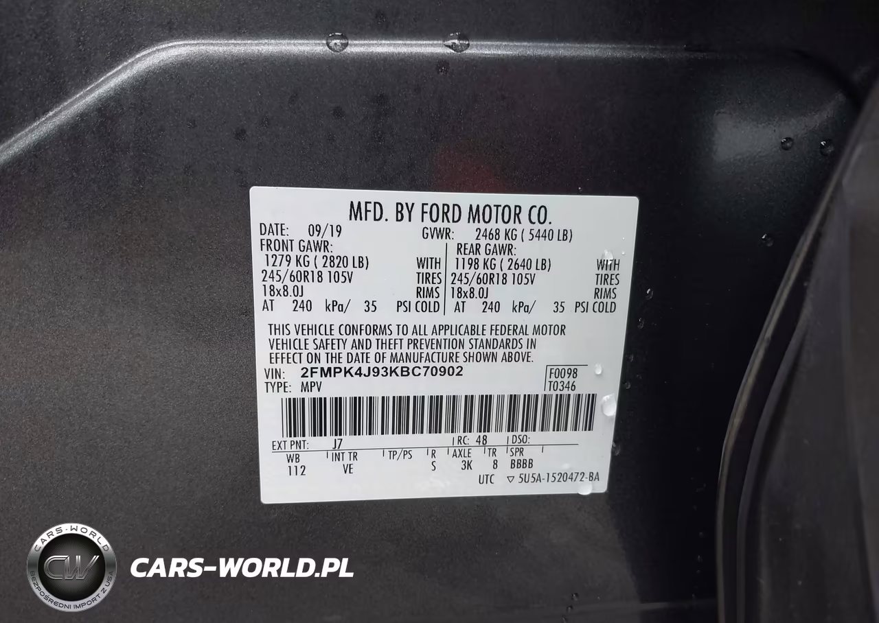 2019 Ford Edge Sel VIN:2FMPK4J93KBC70902 - 9