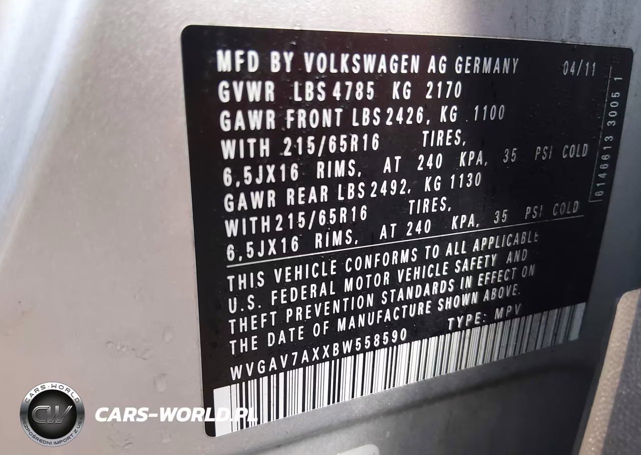 2011 Volkswagen Tiguan S VIN:WVGAV7AXXBW558590 - 9