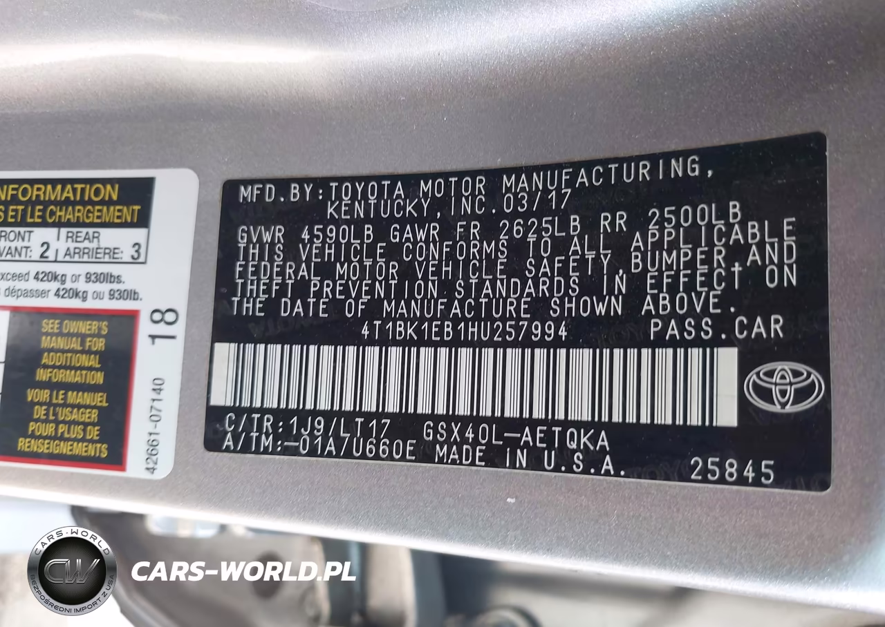 2017 Toyota Avalon Touring VIN:4T1BK1EB1HU257994 - 9