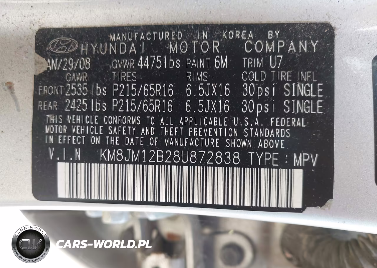2008 Hyundai Tucson Gls VIN:KM8JM12B28U872838 - 9