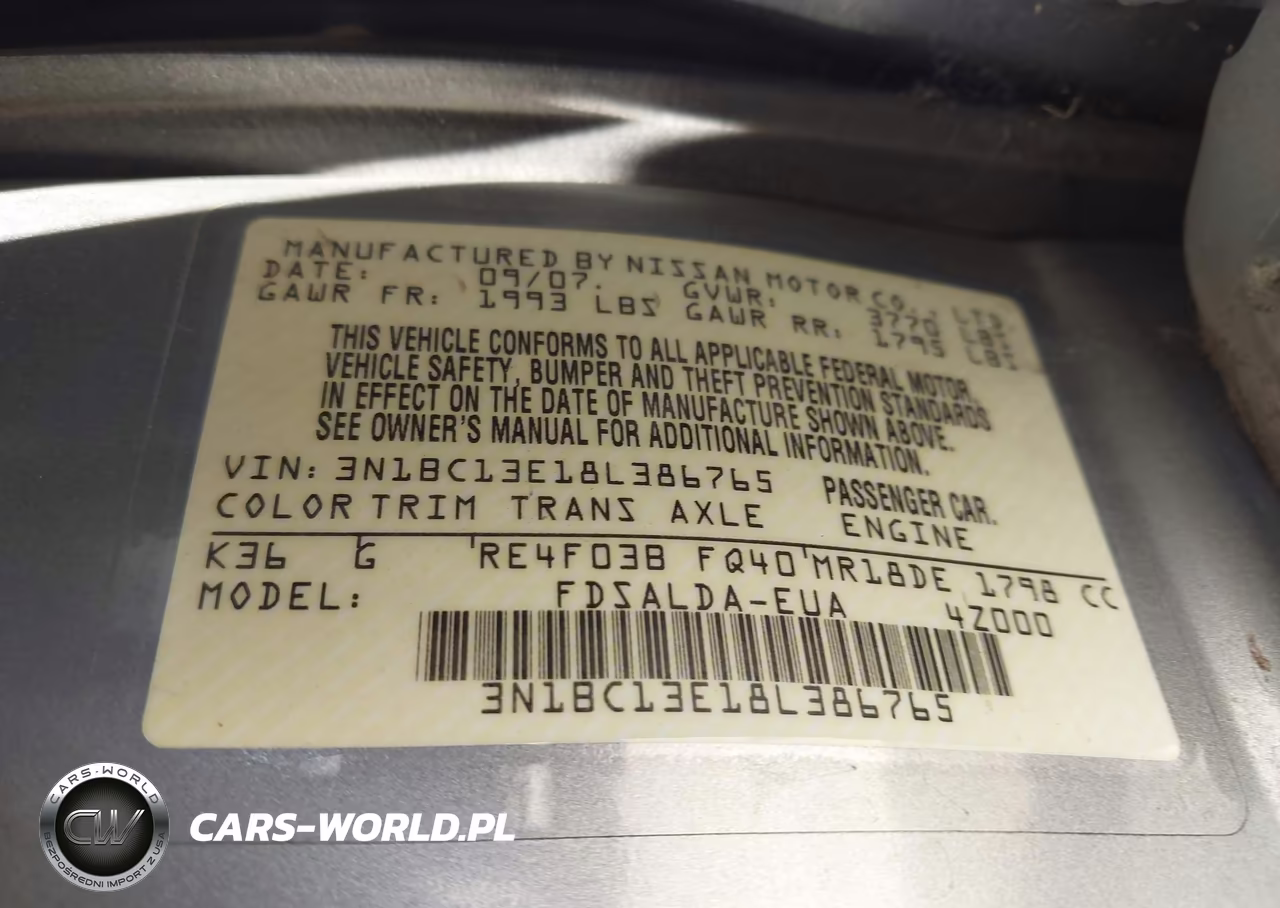 2008 Nissan Versa 1.8 S VIN:3N1BC13E18L386765 - 9