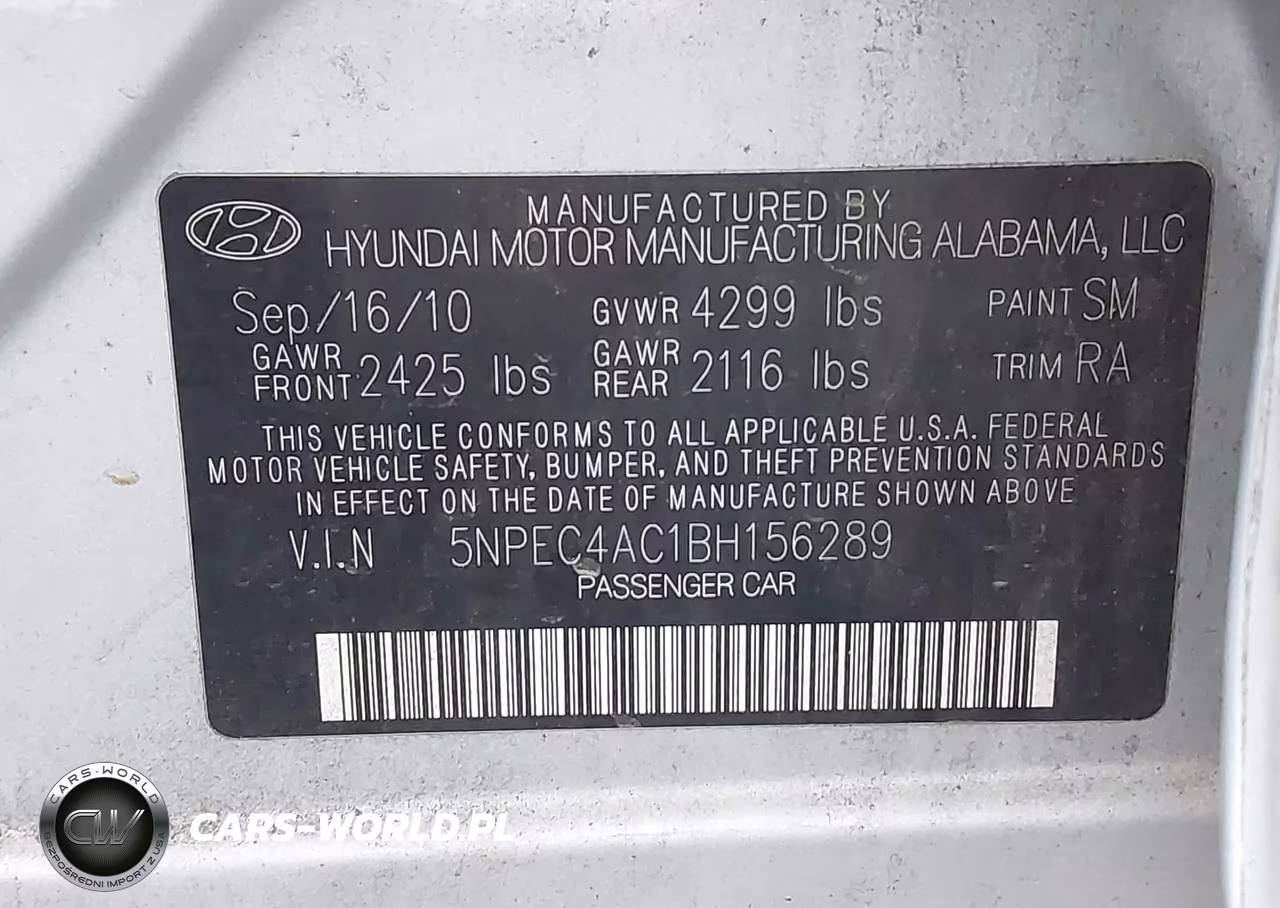 2011 Hyundai Sonata Se VIN:5NPEC4AC1BH156289 - 9