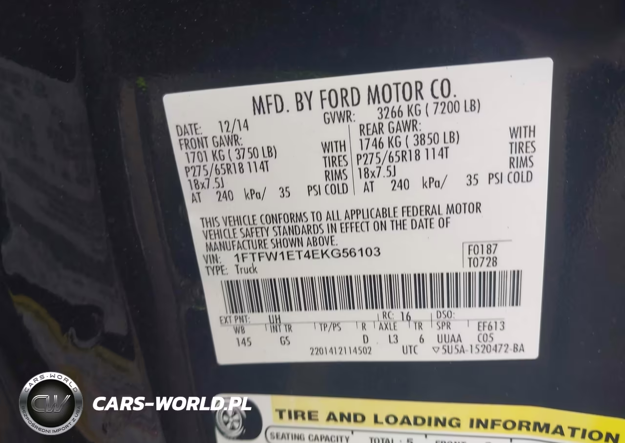 2014 Ford F-150 Xlt VIN:1FTFW1ET4EKG56103 - 9