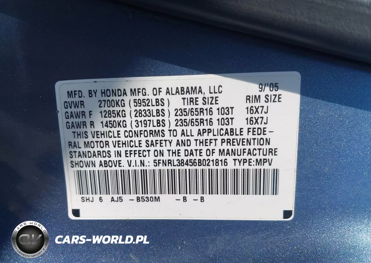 2006 Honda Odyssey Ex VIN:5FNRL38456B021816 - 9