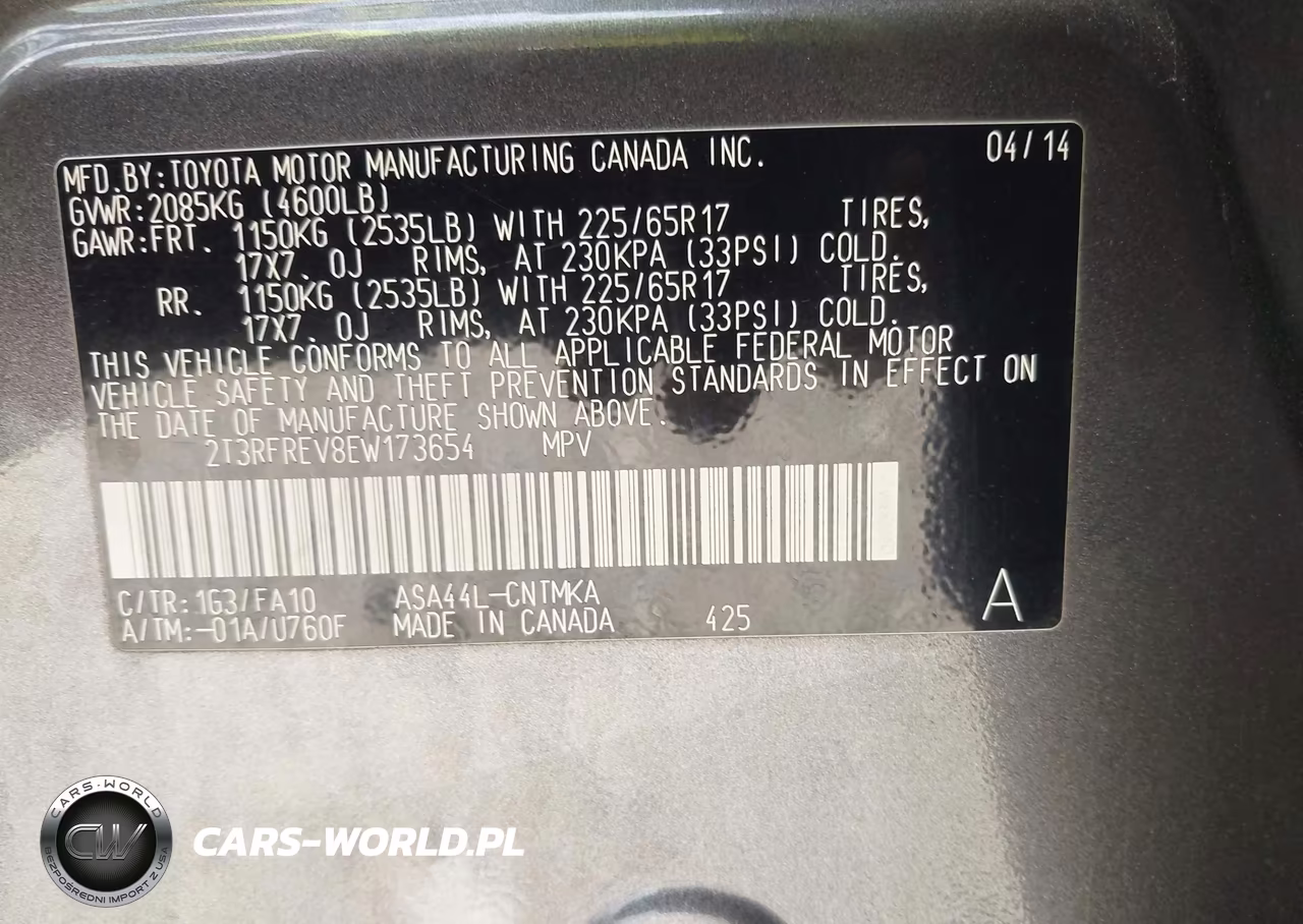 2014 Toyota Rav4 Xle VIN:2T3RFREV8EW173654 - 9