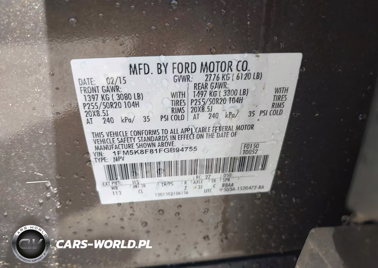 2015 Ford Explorer Limited VIN:1FM5K8F81FGB94755 - 9