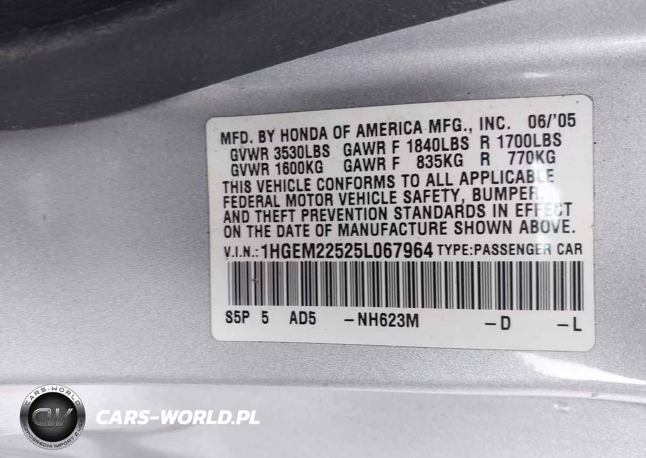 2005 Honda Civic Lx VIN:1HGEM22525L067964 - 9