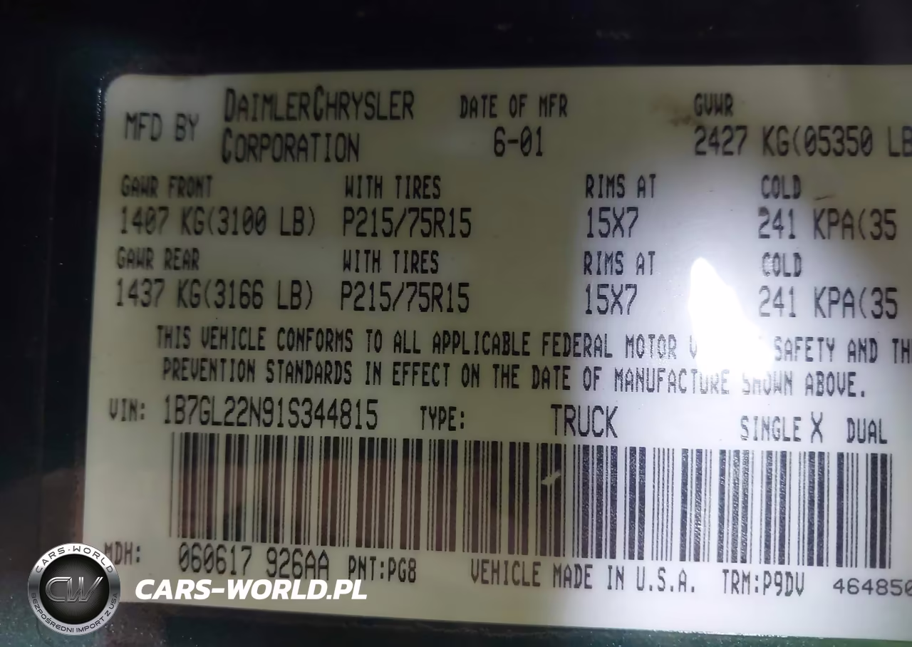 2001 Dodge Dakota Slt-Sport VIN:1B7GL22N91S344815 - 9