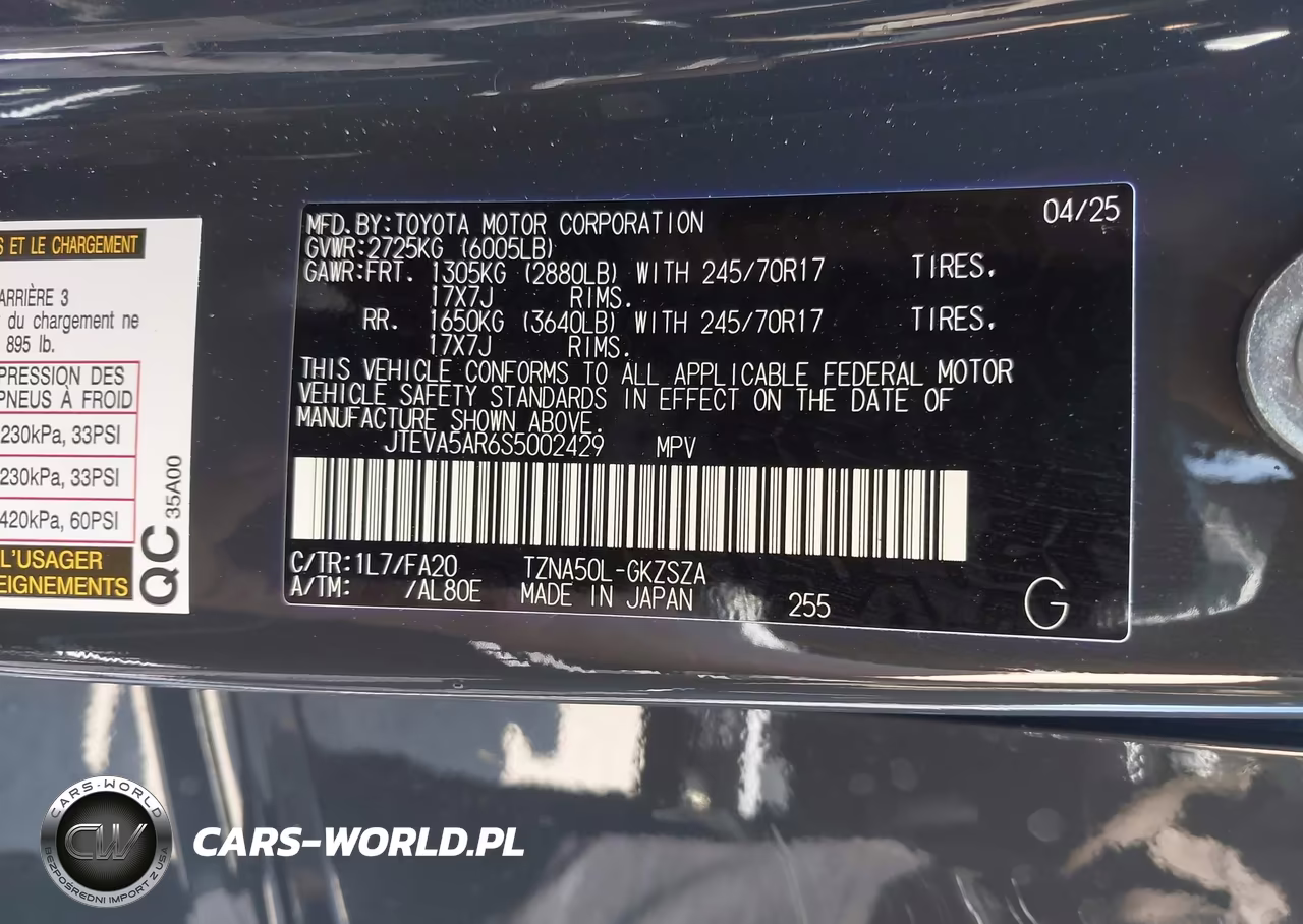 2025 Toyota 4Runner Sr5 VIN:JTEVA5AR6S5002429 - 9