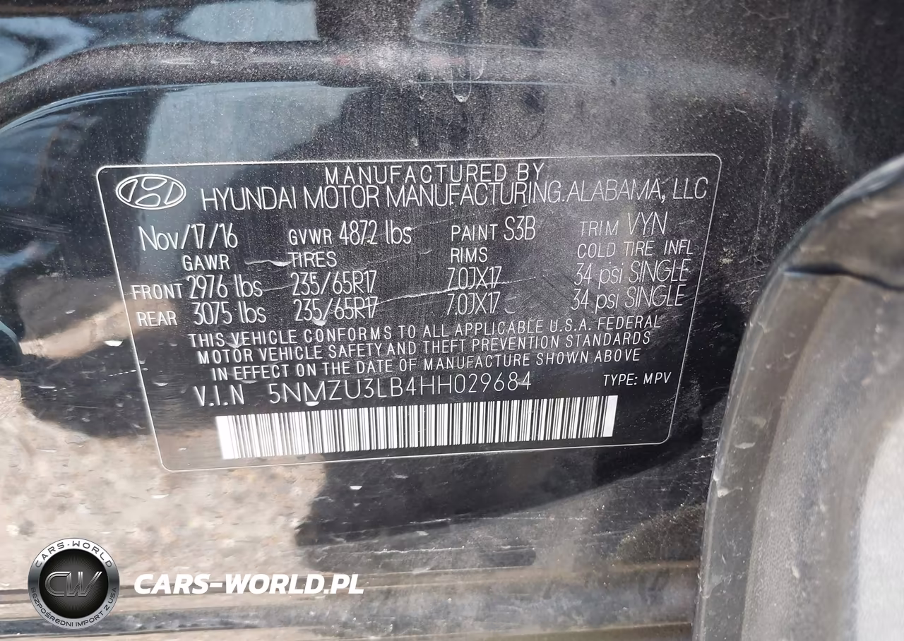 2017 Hyundai Santa Fe Sport 2.4L VIN:5NMZU3LB4HH029684 - 9
