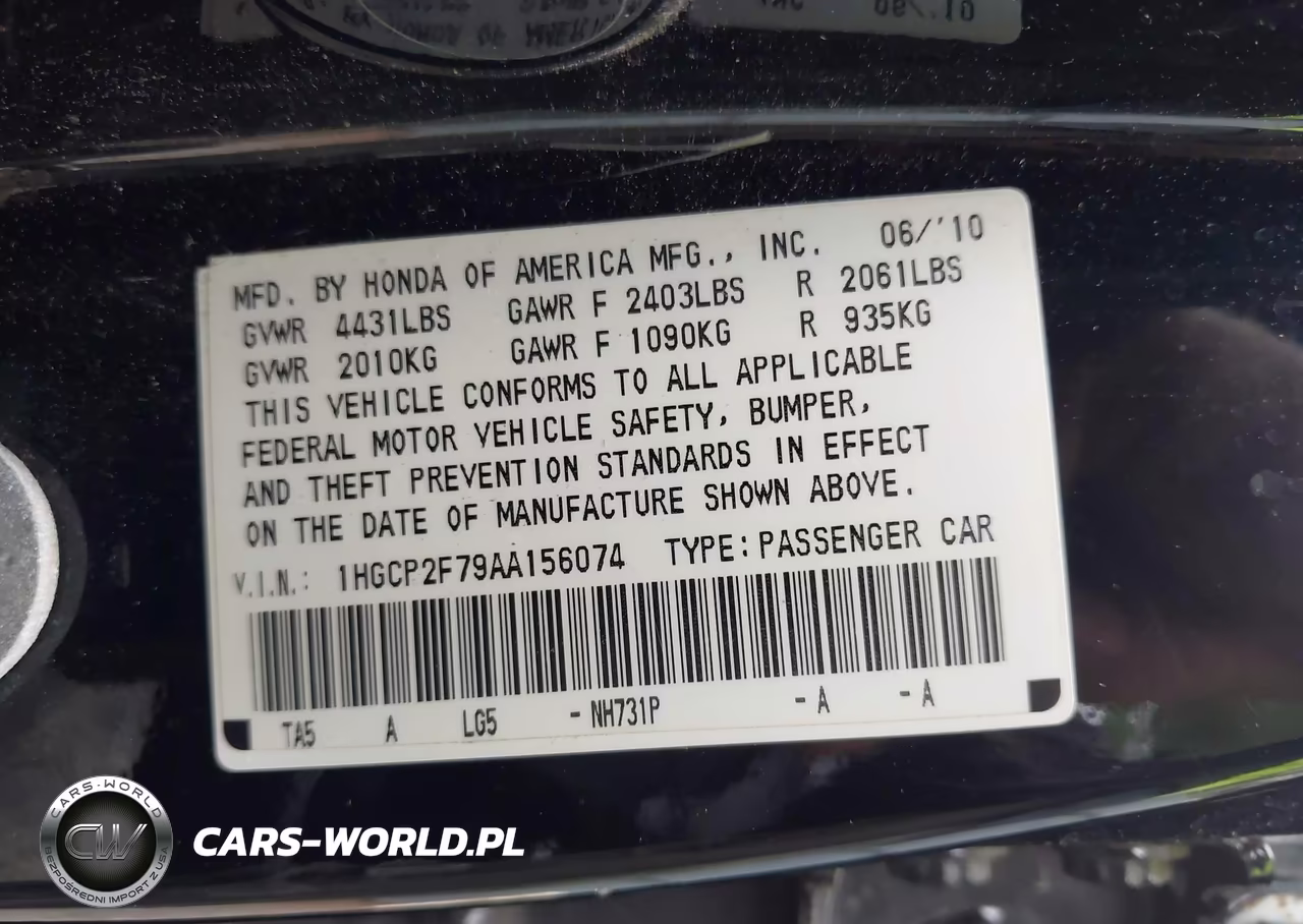 2010 Honda Accord 2.4 Ex VIN:1HGCP2F79AA156074 - 9