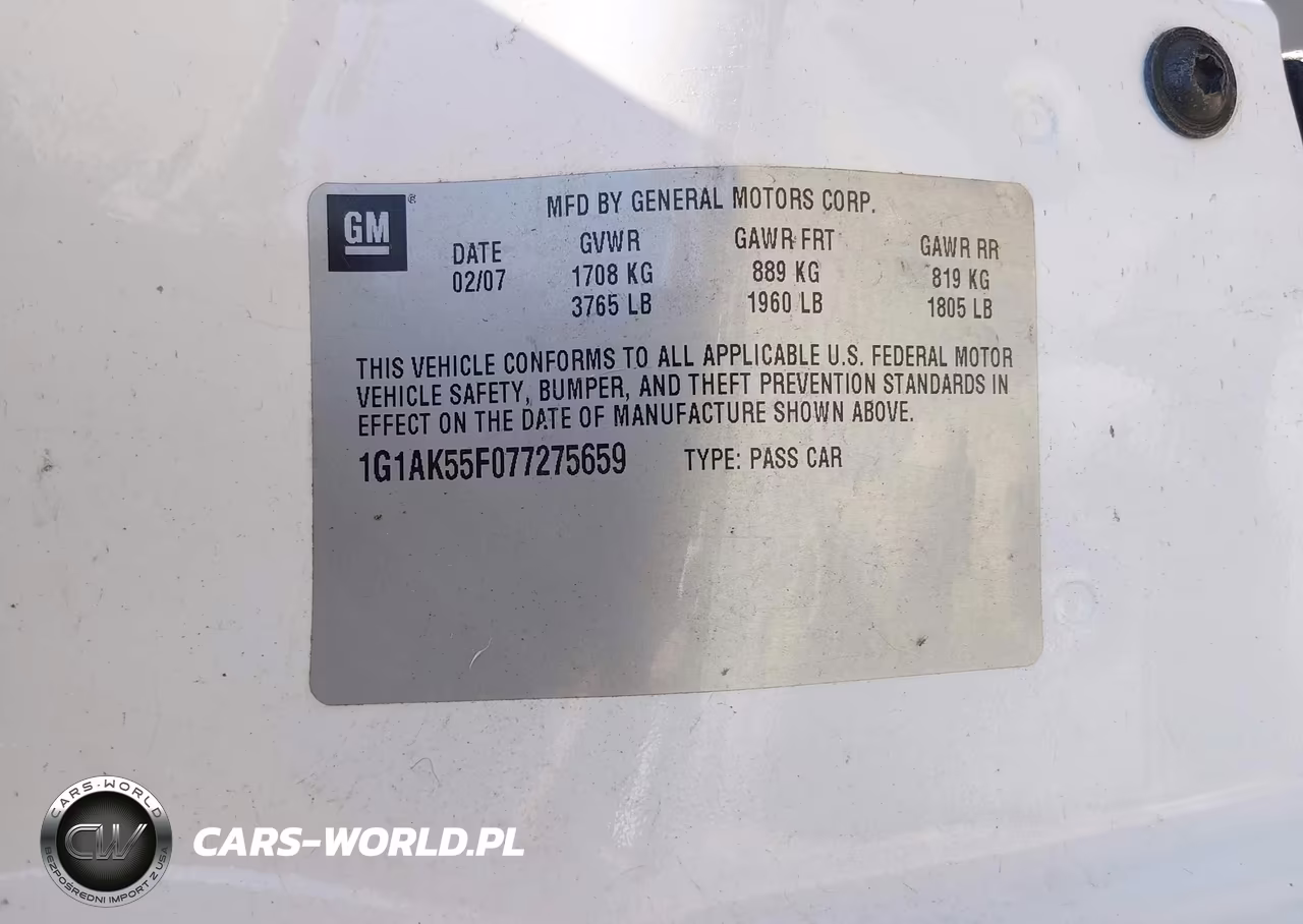 2007 Chevrolet Cobalt Ls VIN:1G1AK55F077275659 - 9