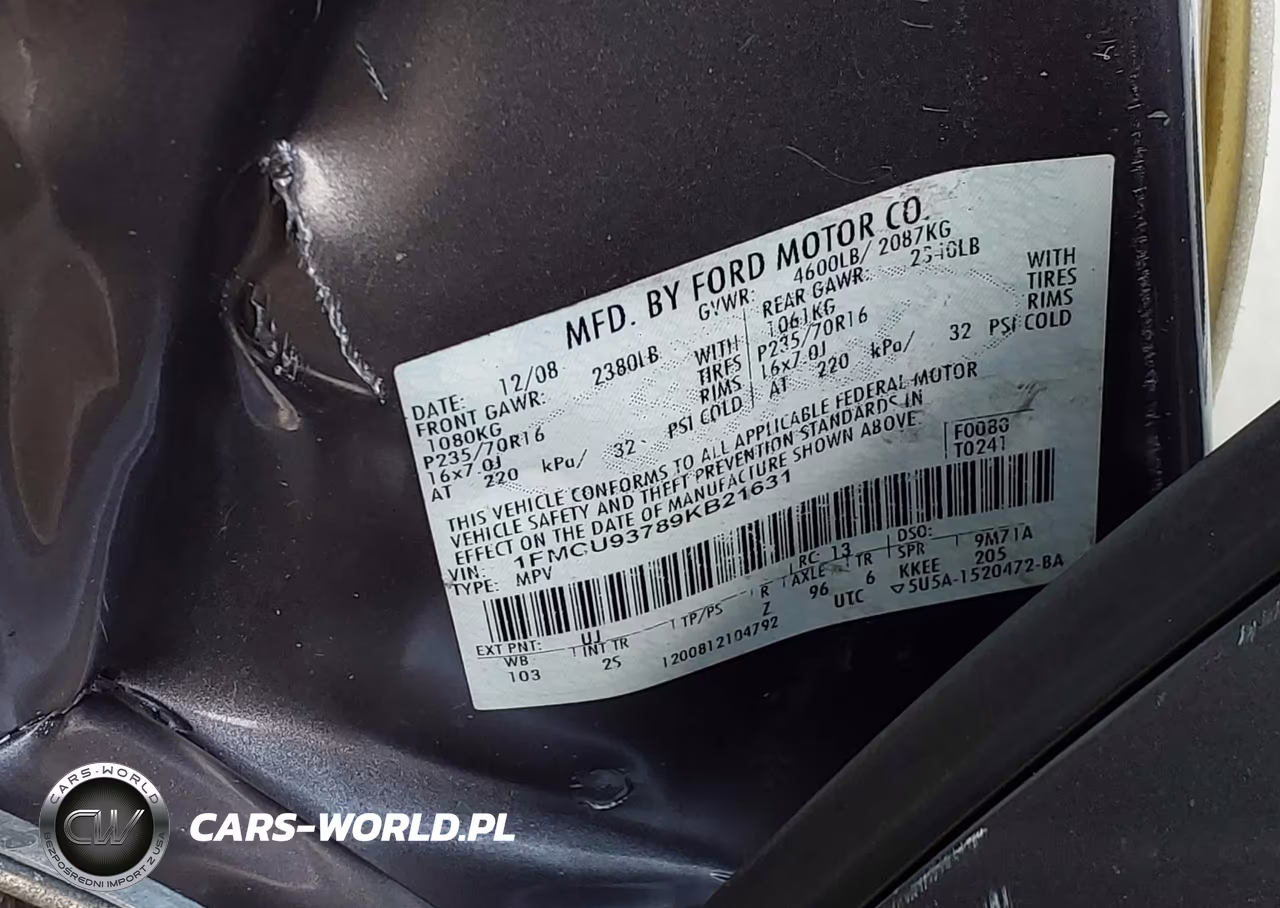 2009 Ford Escape Xlt VIN:1FMCU93789KB21631 - 9