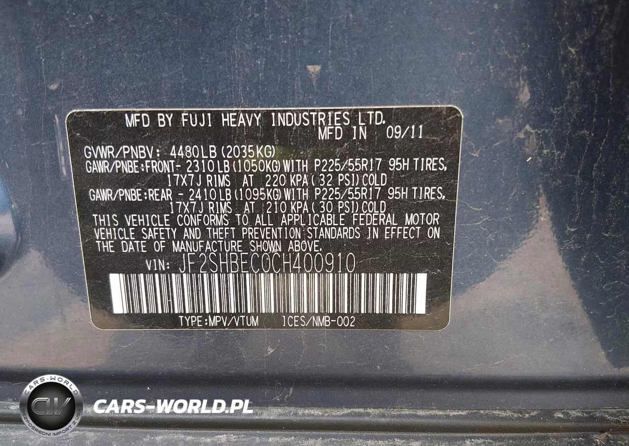 2012 Subaru Forester 2.5X Limited VIN:JF2SHBEC0CH400910 - 9