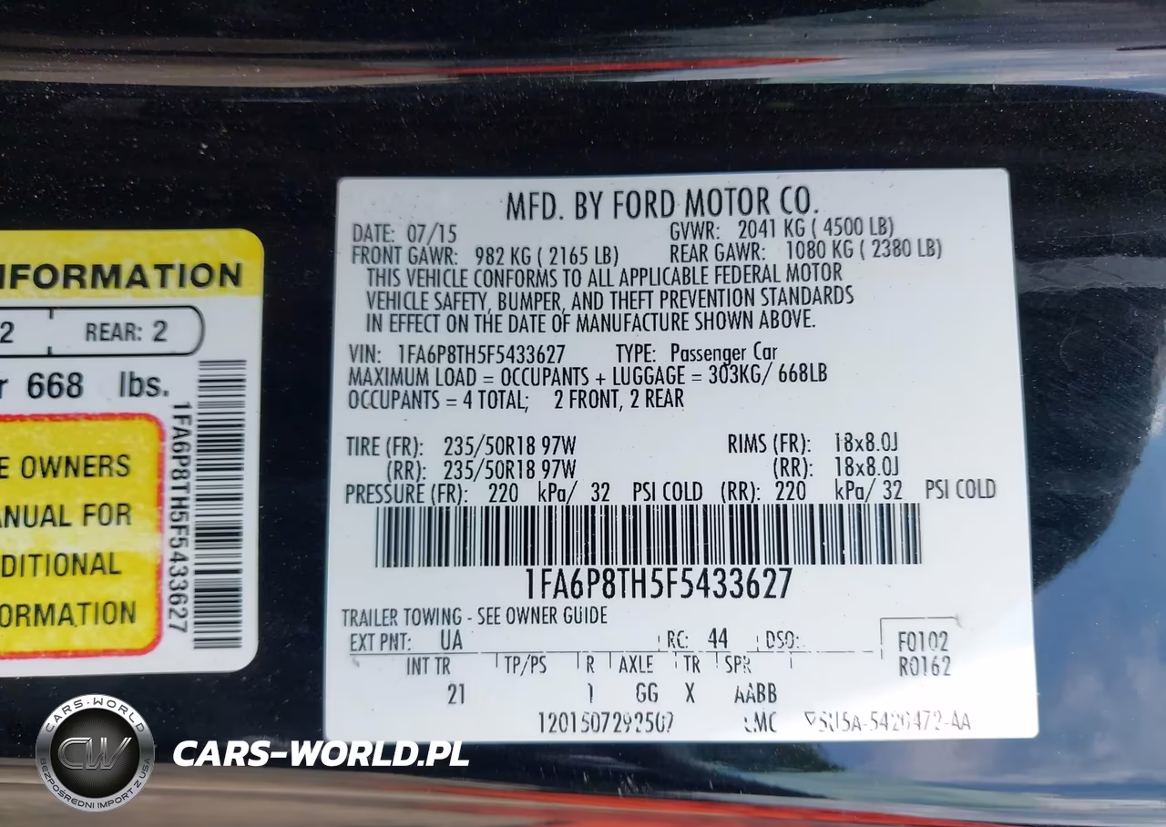 2015 Ford Mustang Ecoboost VIN:1FA6P8TH5F5433627 - 9