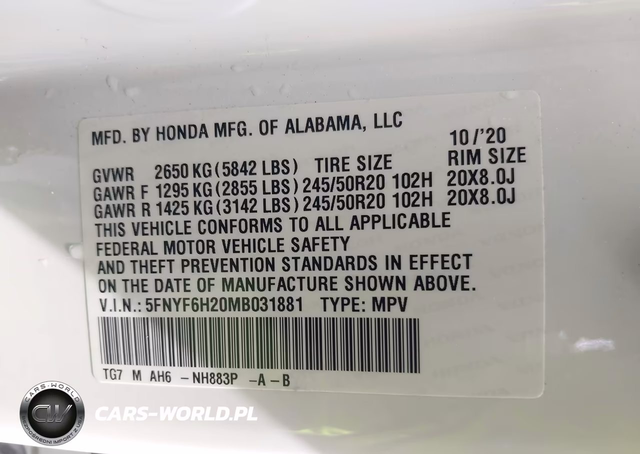 2021 Honda Pilot Awd Special Edition VIN:5FNYF6H20MB031881 - 9