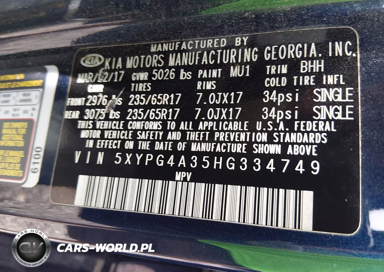2017 Kia Sorento 2.4L Lx VIN:5XYPG4A35HG334749 - 9