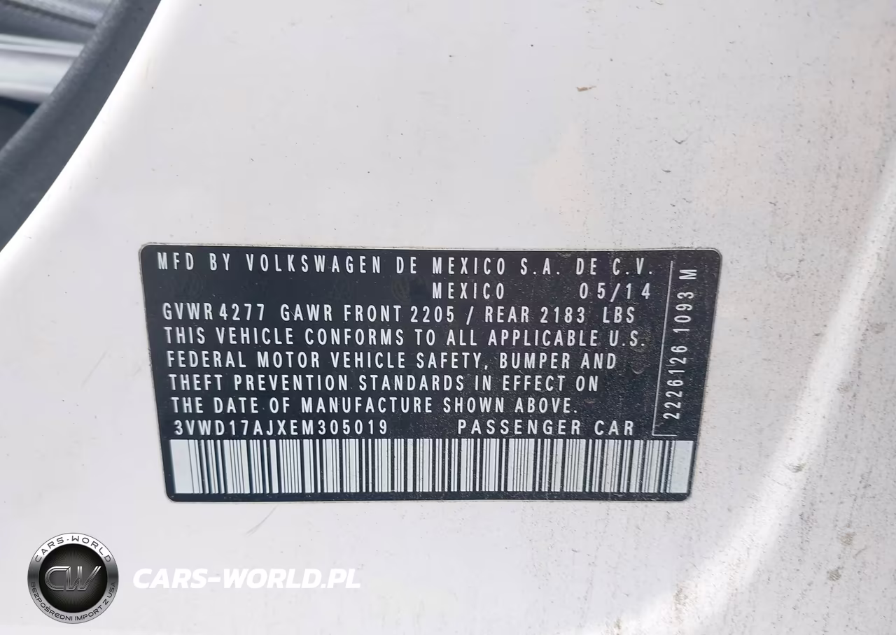 VOLKSWAGEN JETTA VIN:3VWD17AJXEM305019 - 9
