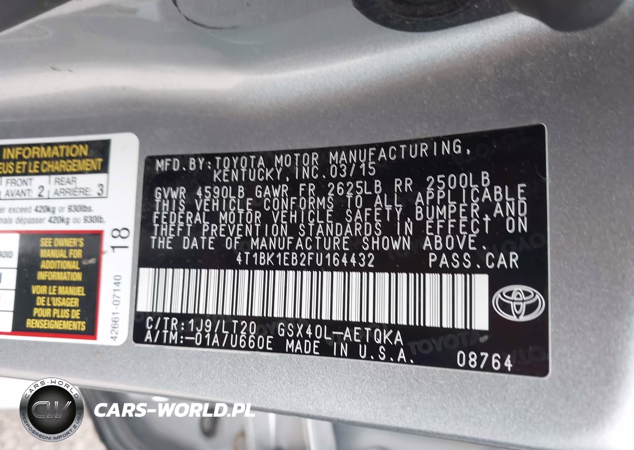 2015 Toyota Avalon Xle Touring VIN:4T1BK1EB2FU164432 - 9
