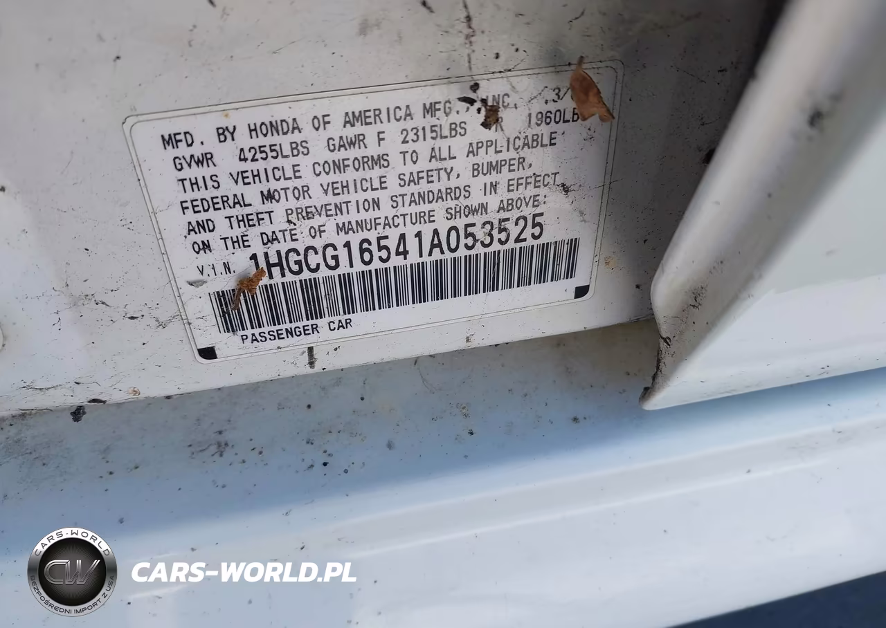2001 Honda Accord 3.0 Ex VIN:1HGCG16541A053525 - 9