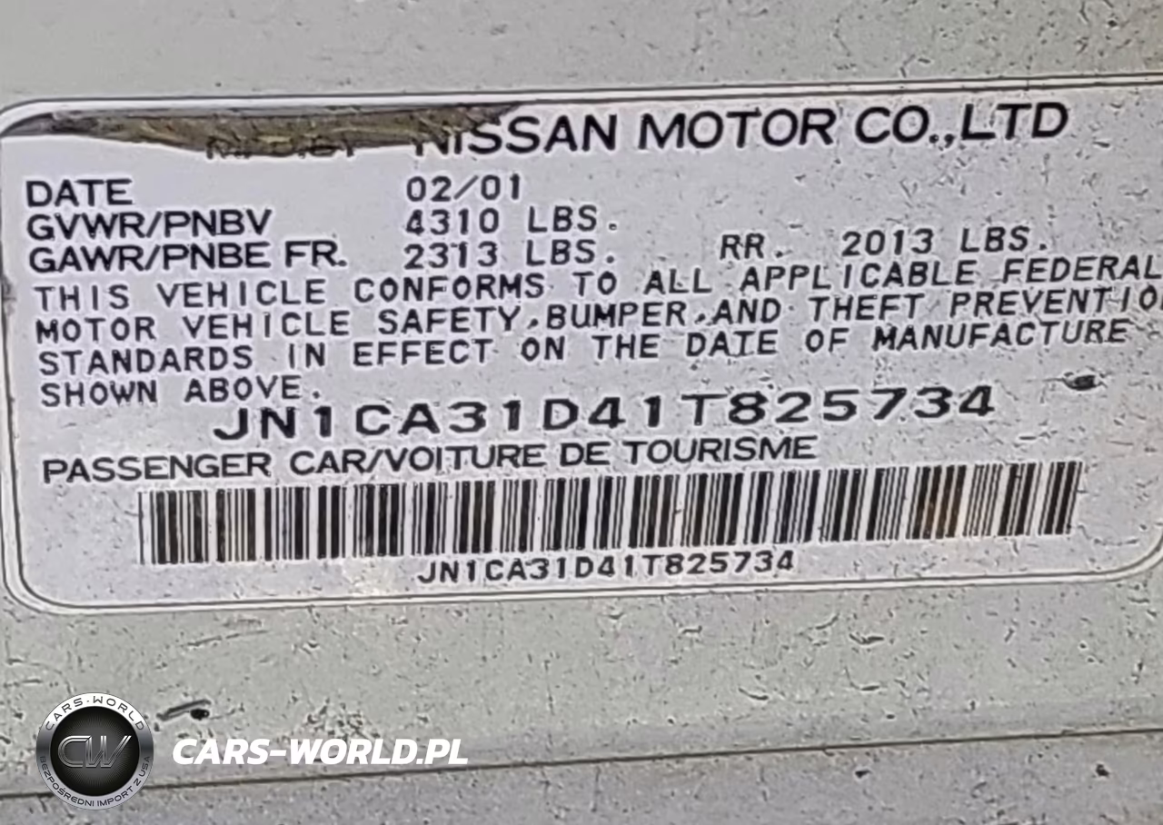 2001 Nissan Maxima Gxe VIN:JN1CA31D41T825734 - 9