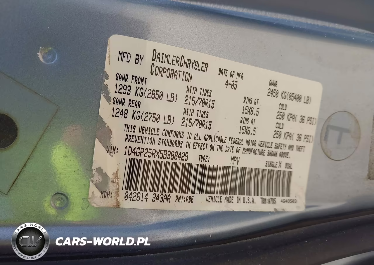 2005 Dodge Caravan Se VIN:1D4GP25RX5B388429 - 9