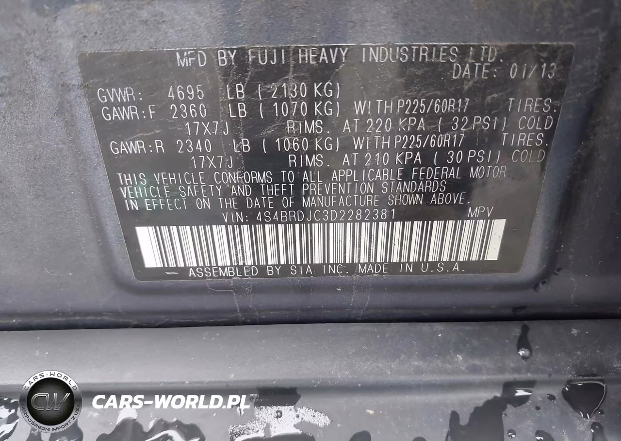 2013 Subaru Outback 3.6R Limited VIN:4S4BRDJC3D2282381 - 9