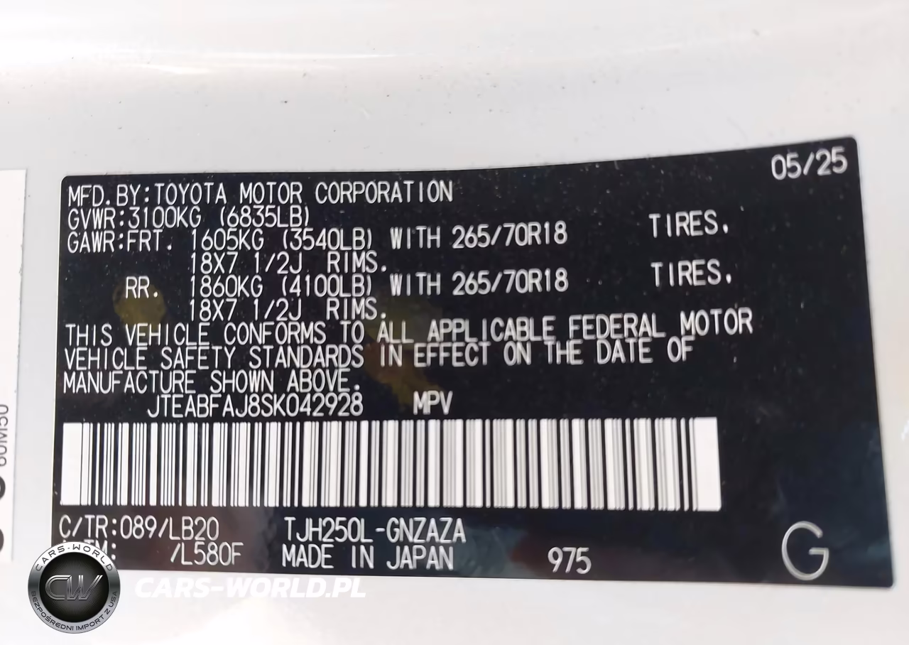 2025 Toyota Land Cruiser VIN:JTEABFAJ8SK042928 - 9