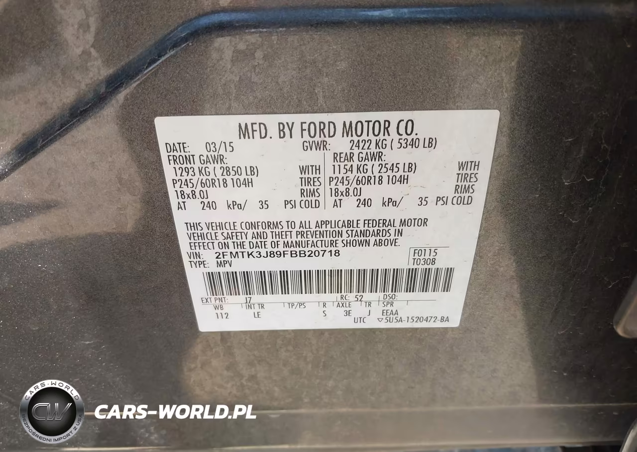 2015 Ford Edge Sel VIN:2FMTK3J89FBB20718 - 9