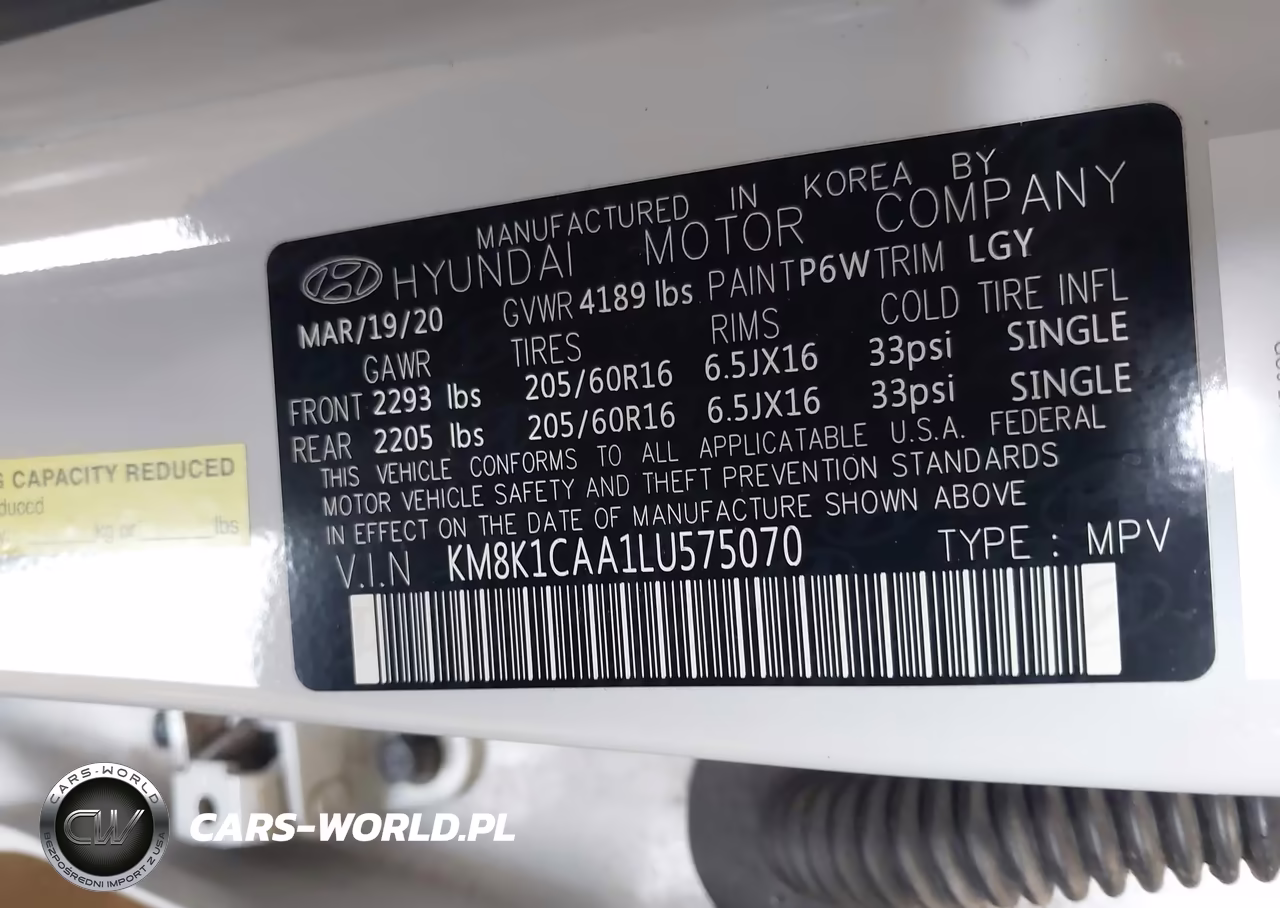 2020 Hyundai Kona Se VIN:KM8K1CAA1LU575070 - 9