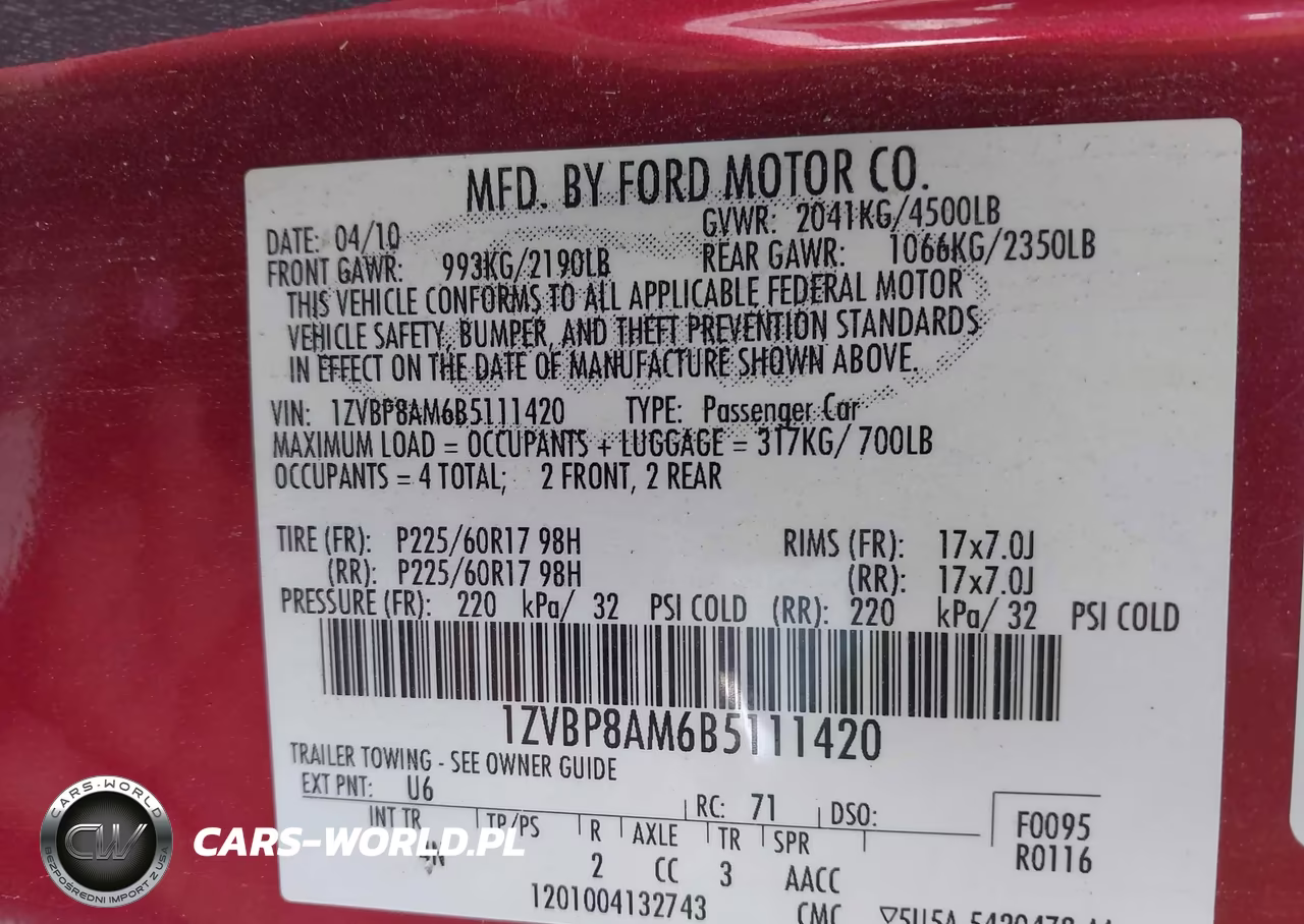 2011 Ford Mustang V6 Premium VIN:1ZVBP8AM6B5111420 - 9