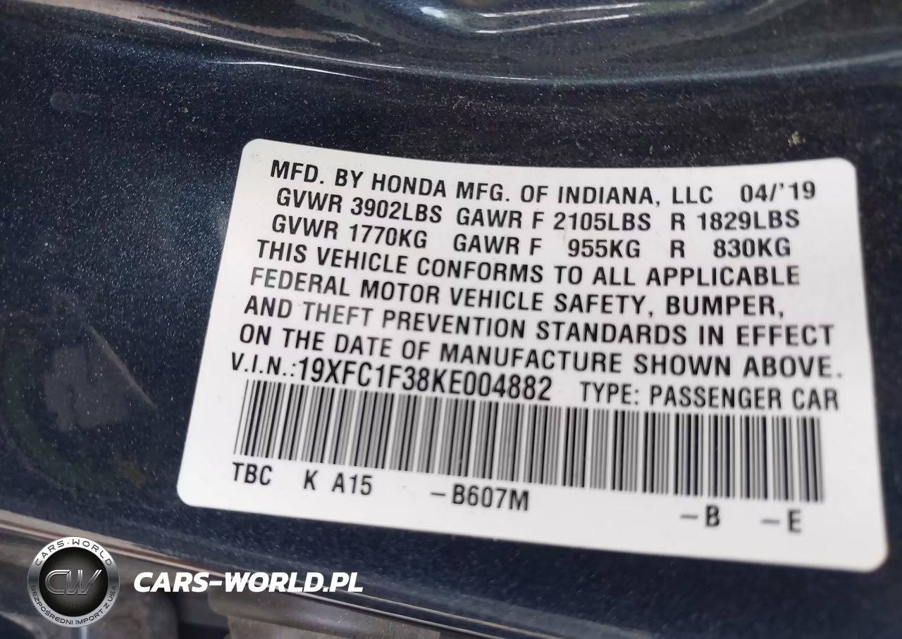 2019 Honda Civic Ex VIN:19XFC1F38KE004882 - 9