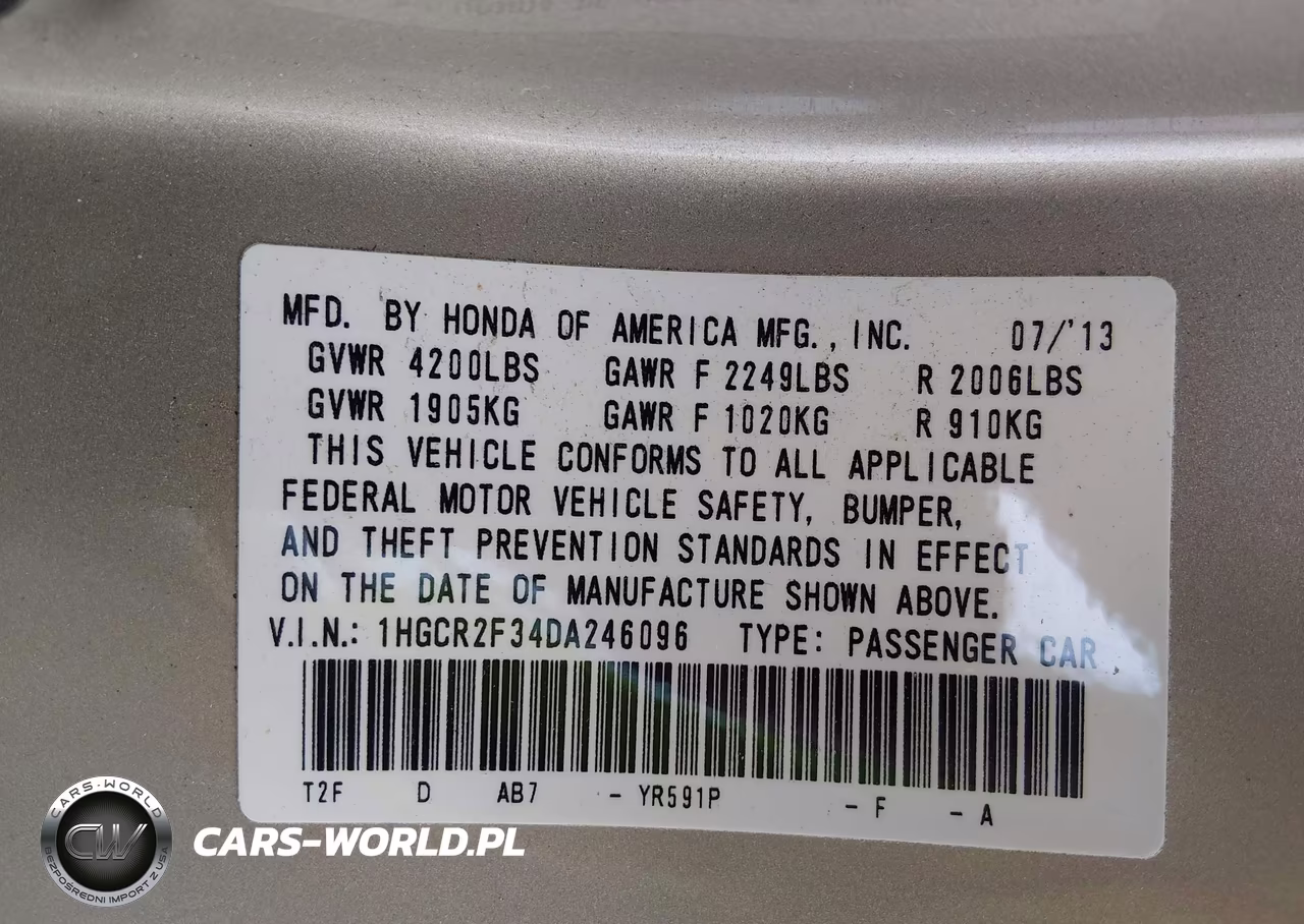 2013 Honda Accord Lx VIN:1HGCR2F34DA246096 - 9