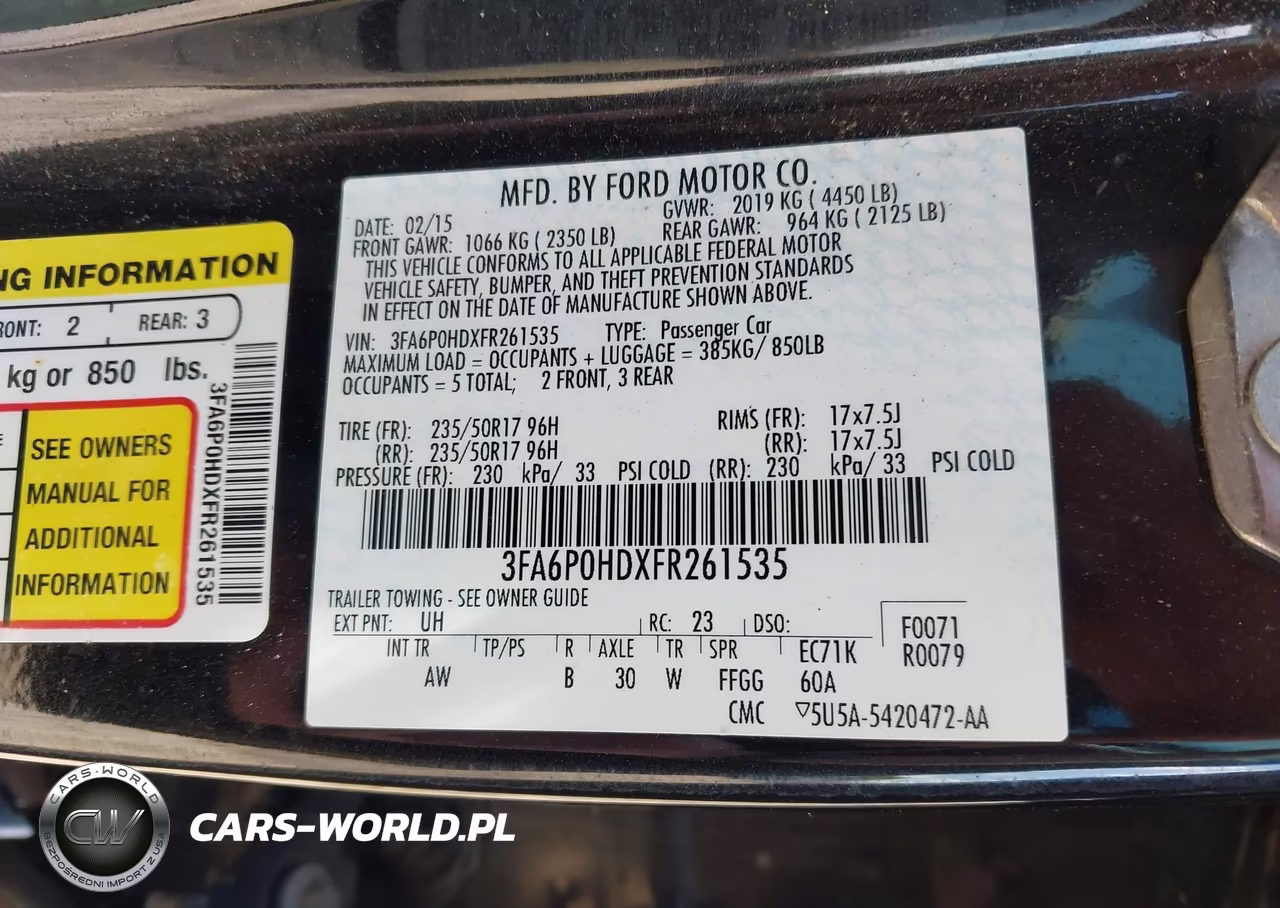2015 Ford Fusion Se VIN:3FA6P0HDXFR261535 - 9