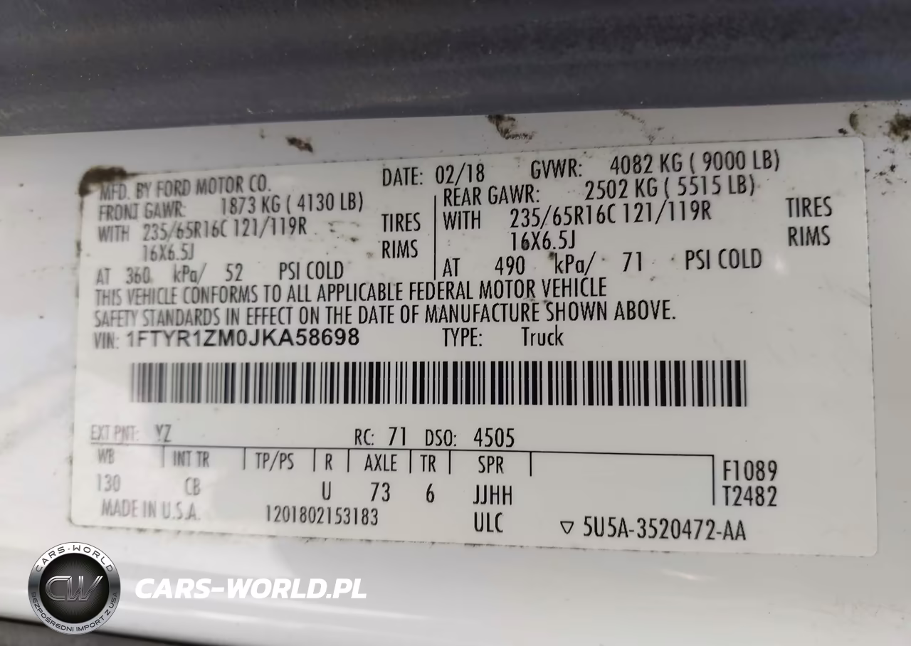 2018 Ford Transit-250 VIN:1FTYR1ZM0JKA58698 - 9