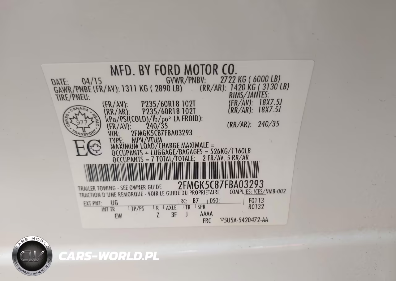 2015 Ford Flex Sel VIN:2FMGK5C87FBA03293 - 9