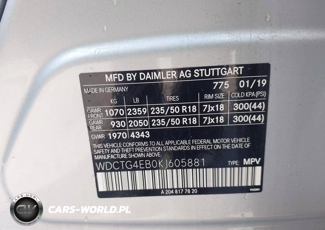 2019 Mercedes-Benz Gla 250 VIN:WDCTG4EB0KJ605881 - 9
