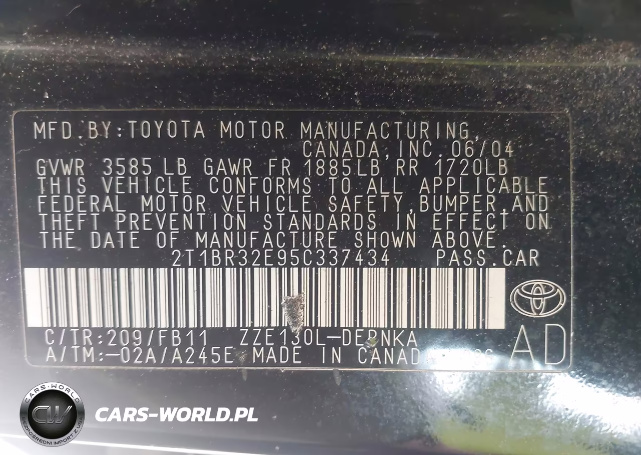 2005 Toyota Corolla Le VIN:2T1BR32E95C337434 - 9