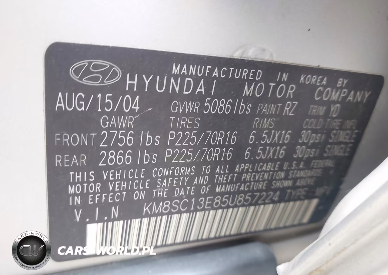 2005 Hyundai Santa Fe Gls-Lx VIN:KM8SC13E85U857224 - 9