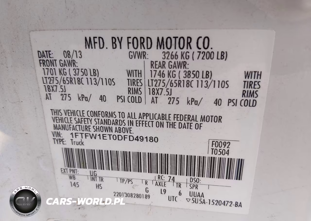 2013 Ford F-150 Lariat VIN:1FTFW1ET0DFD49180 - 9