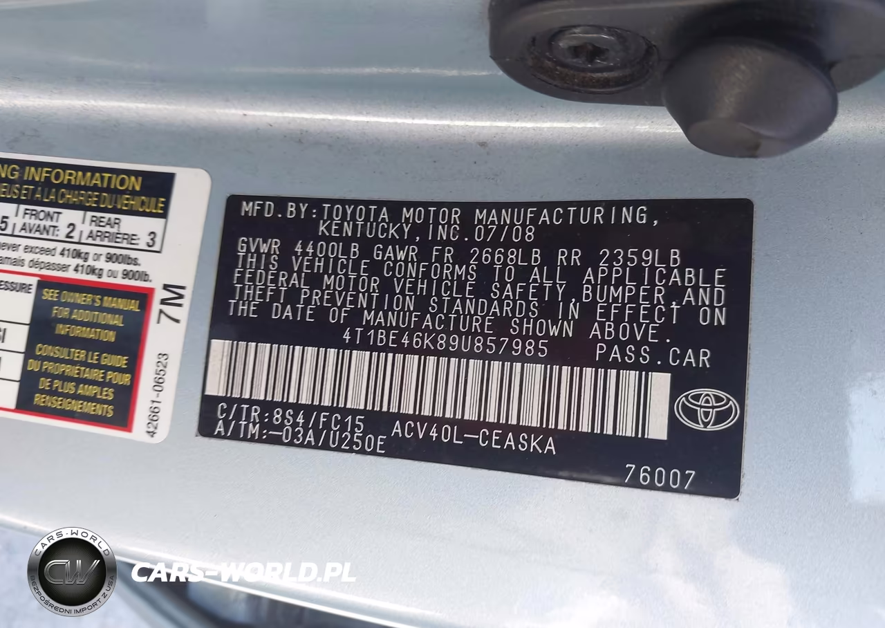 2009 Toyota Camry Se VIN:4T1BE46K89U857985 - 9