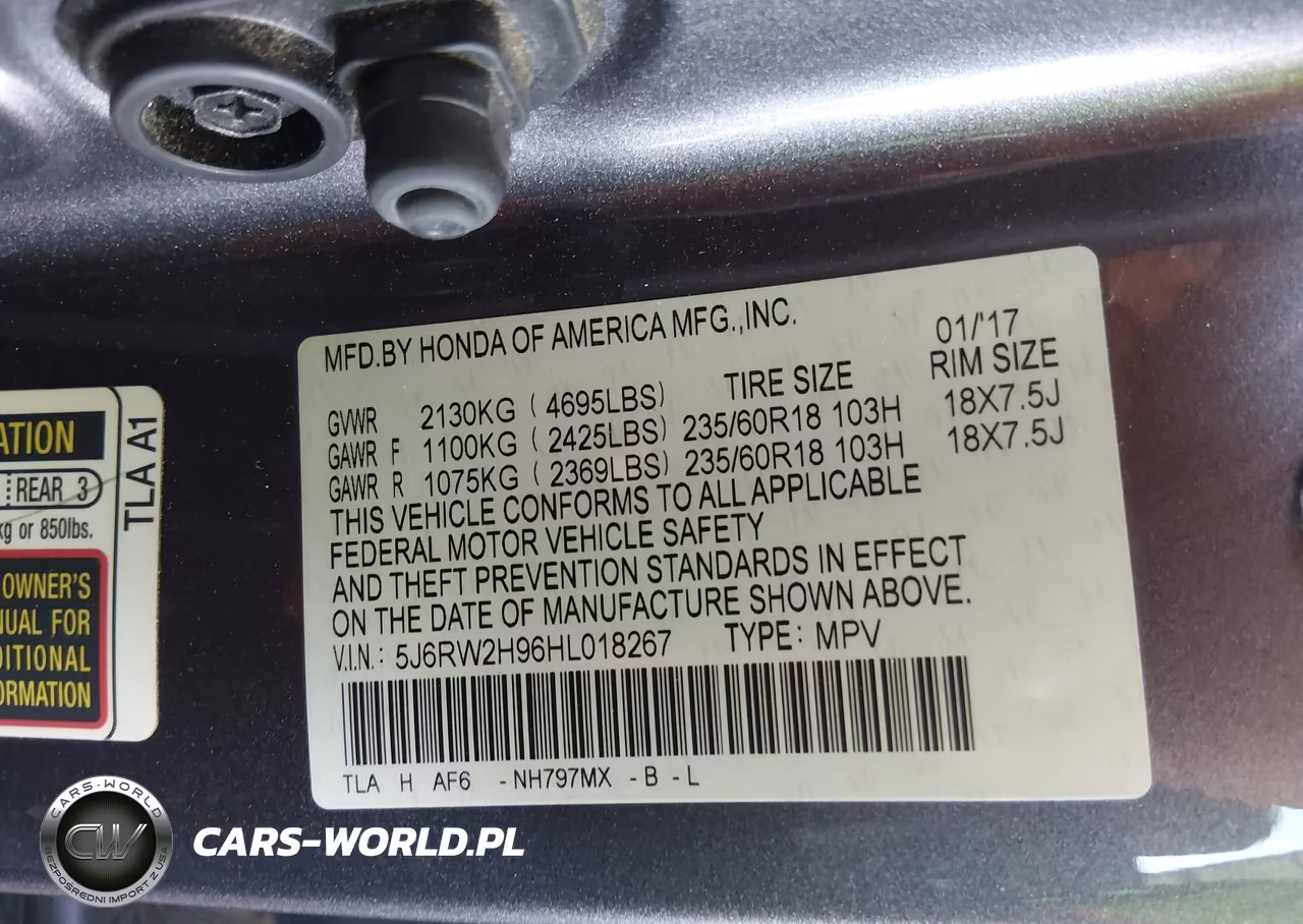 2017 Honda Cr-V Touring VIN:5J6RW2H96HL018267 - 9